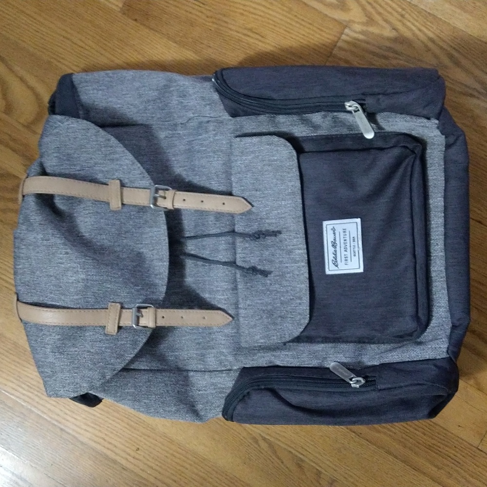 Eddie Bauer Charcoal and Beige Baby Bag, Men's Backpack, Ladies Bag All Purpose